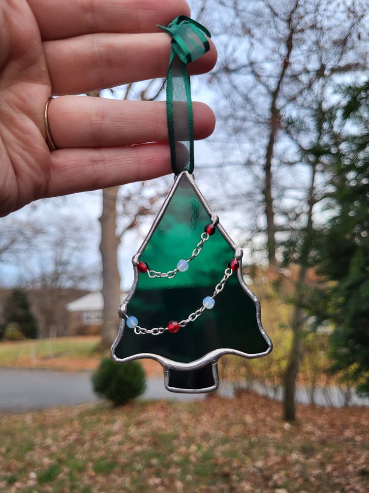 Holiday Tree Stained Glass Ornament 3