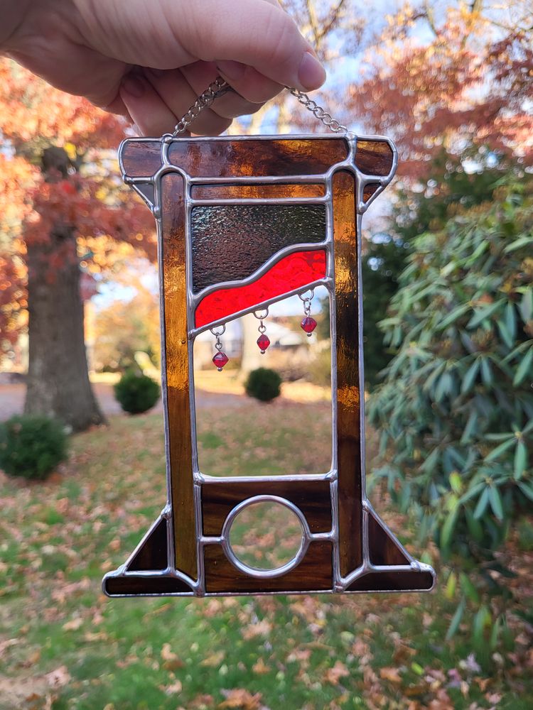Guillotine Brown Stained Glass Hand Made
