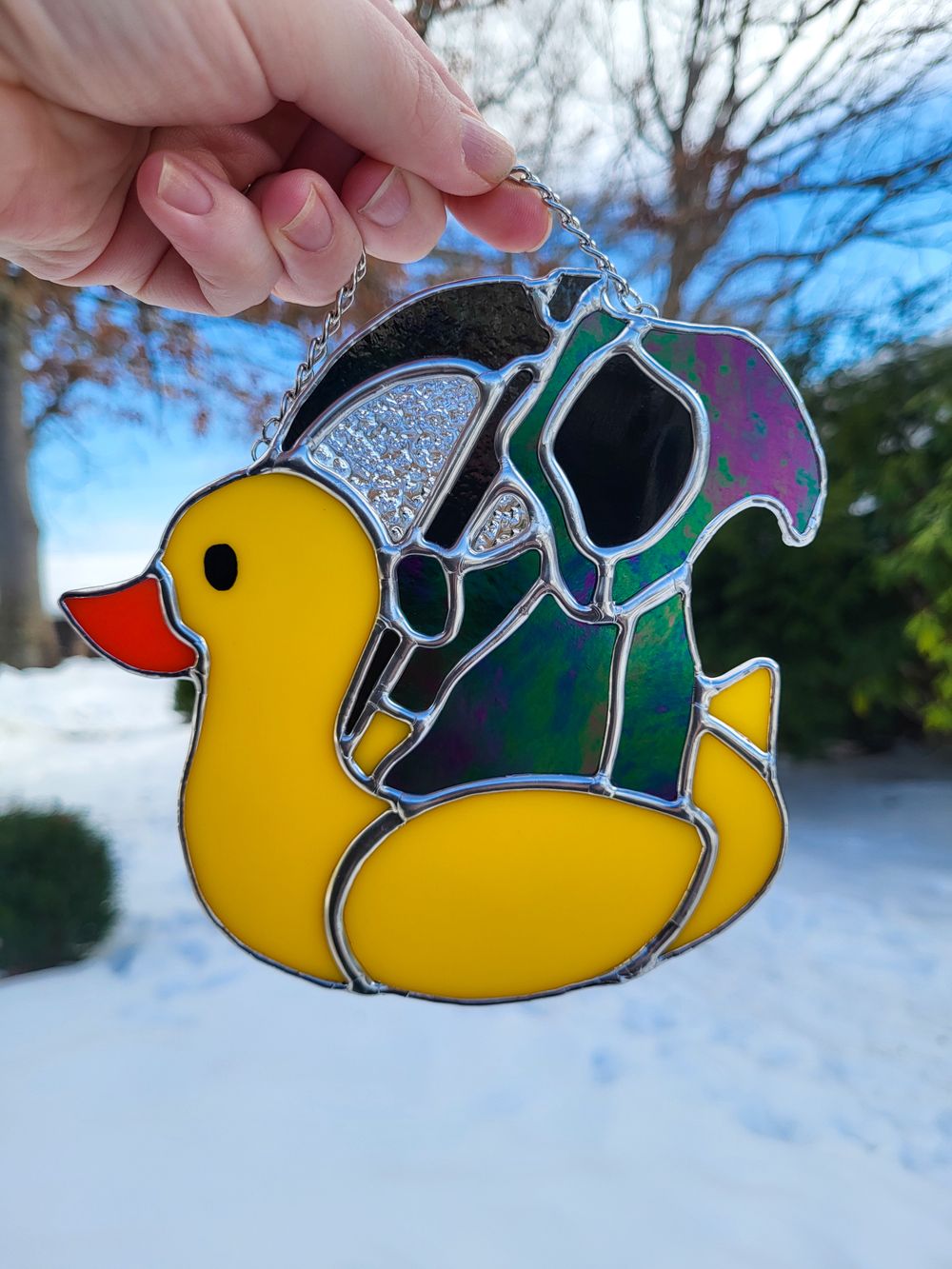 Reaper Riding a Duck Floaty Stained Glass