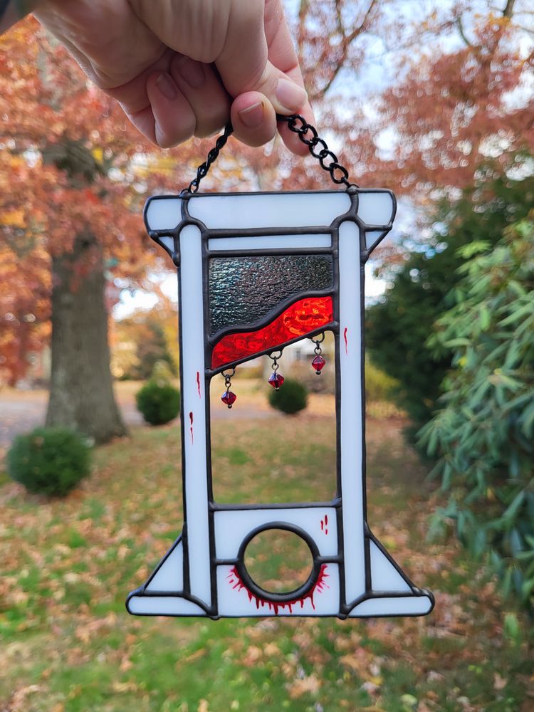 Guillotine White Stained Glass Hand Made