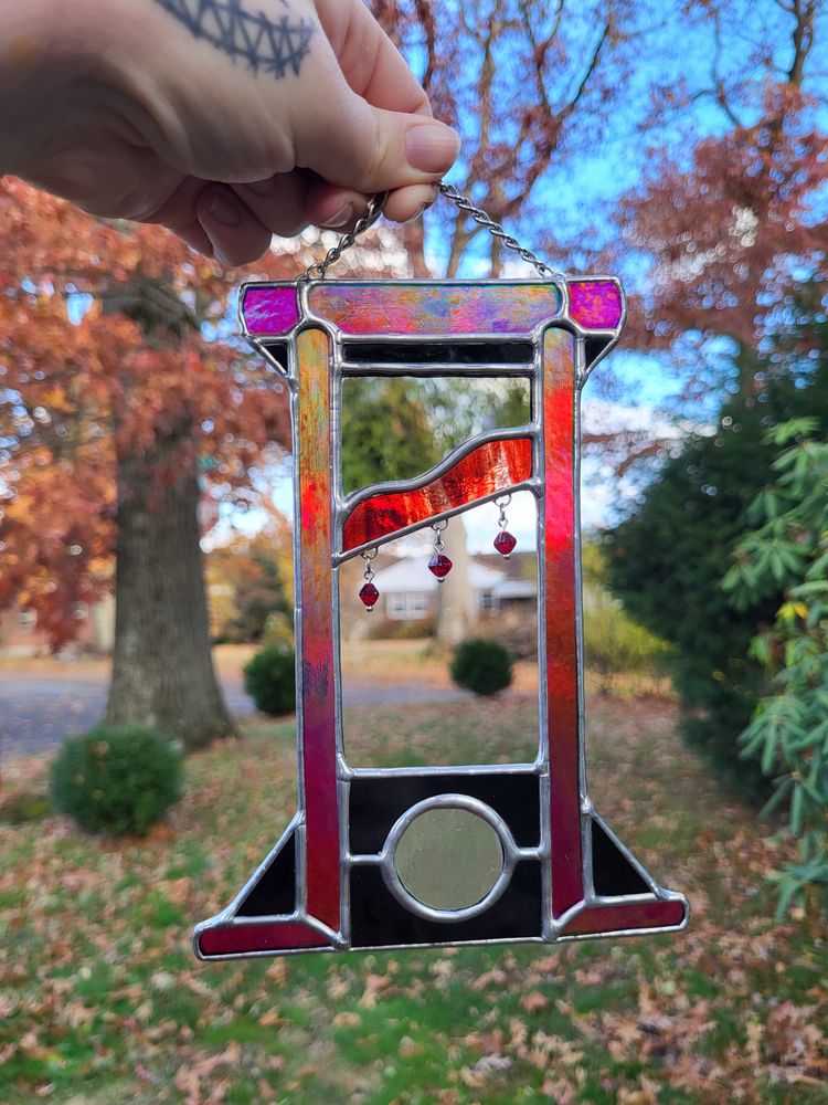 Guillotine Red Stained Glass Hand Made