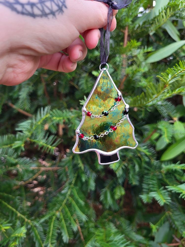 Holiday Tree Stained Glass Ornament 1