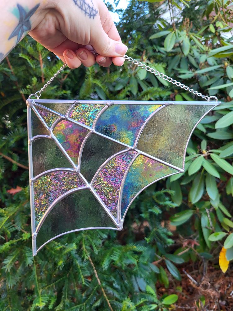 Door Corner Spiderweb Stained Glass