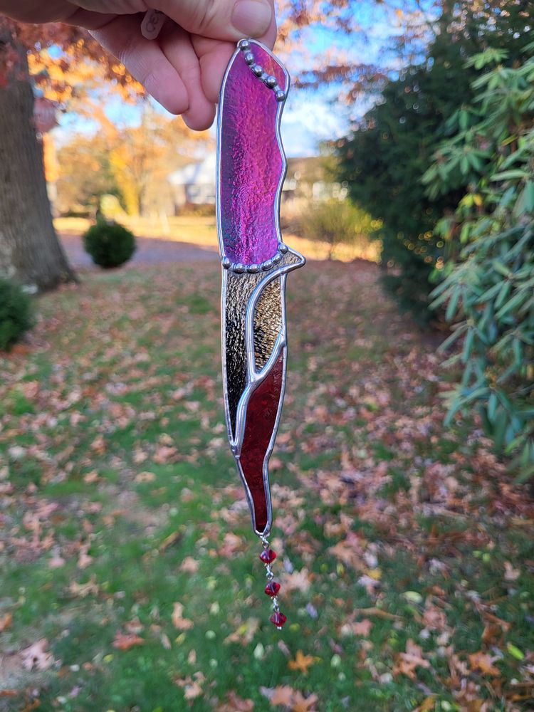 Knife Dripping Blood Stained Glass